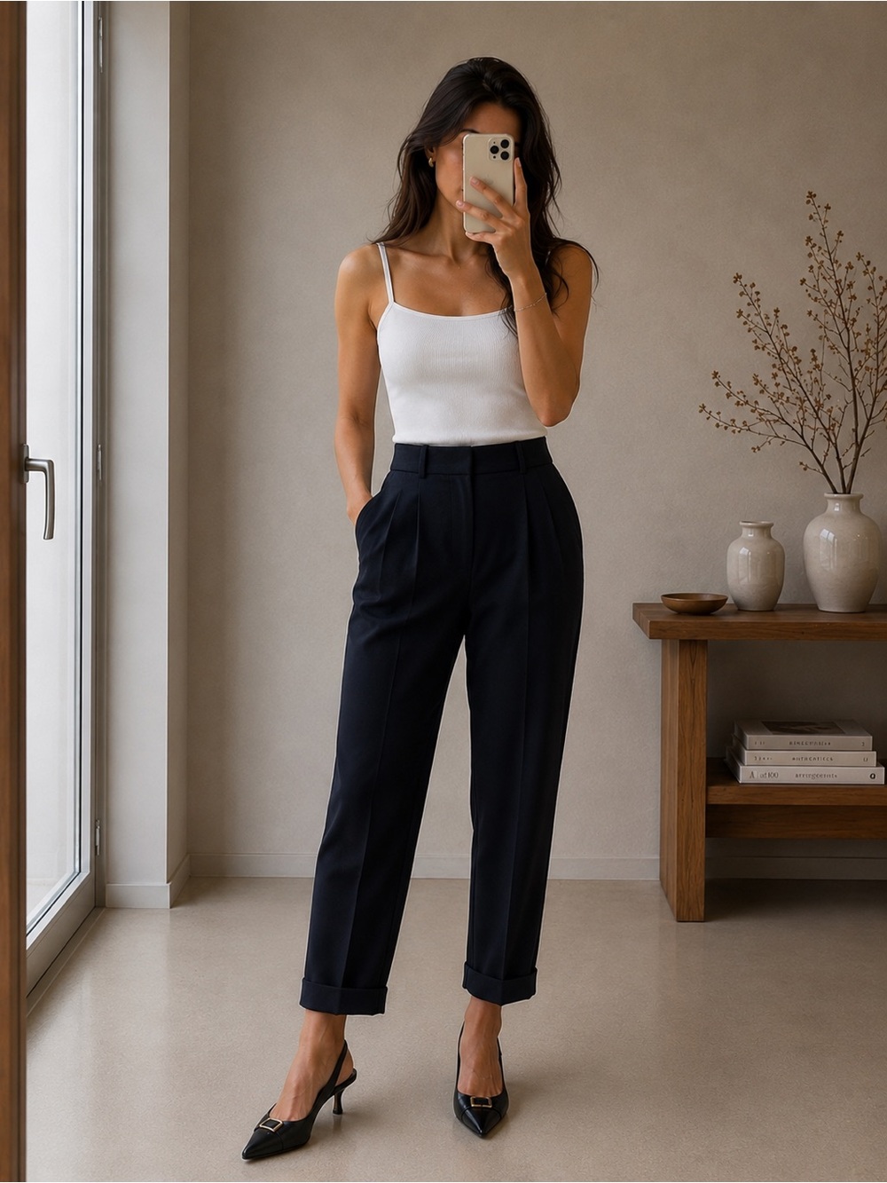 Wilfred Aritzia Black High Waisted Pleated Tapered Pants Size XS